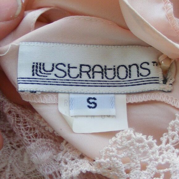 Vintage ILLUSTRATIONS Blouse, S, Lace Front, Statement shoulder, Long sleeve 80s - Picture 10 of 12